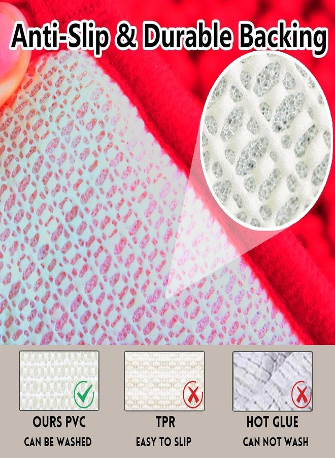 Flotstiga Red Bathroom Rugs Sets 2 Piece Non Slip,Bath Rugs with PVC Backing Bath Carpet,Bathroom Rug Washable,Absorbent,Plush Carpet Mats,Bath Mats for Bedroom, Kitchen,Tub,Home Decor - Image 5